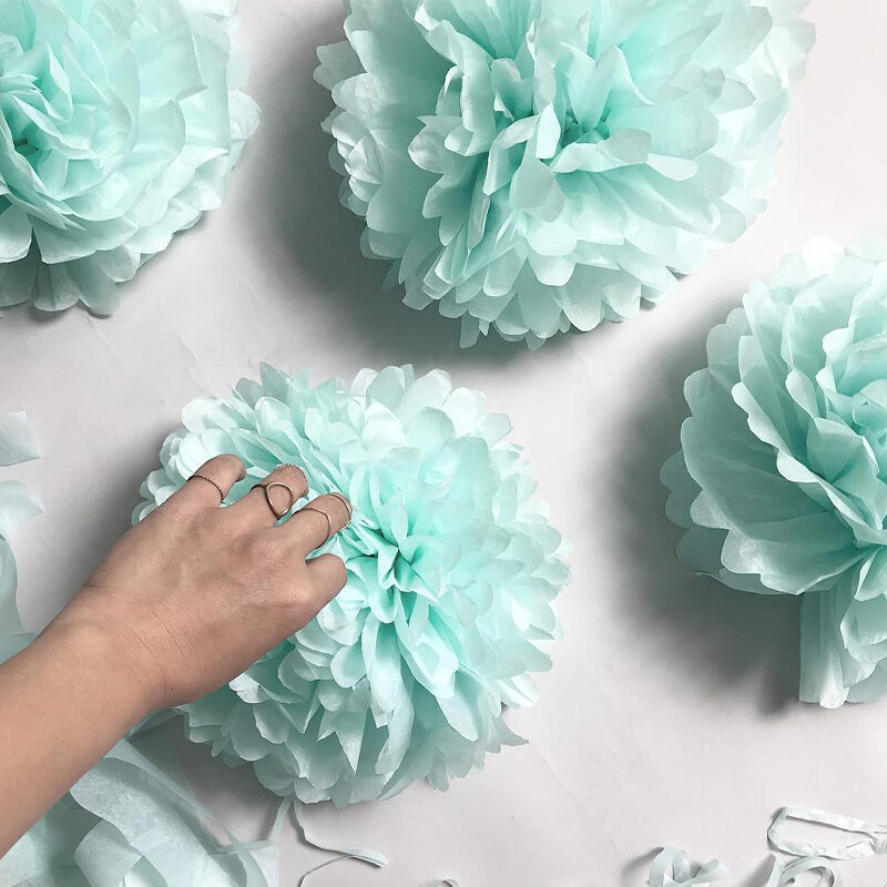 5 Buah Kertas Tisu Pompom Untaian Bunga Dekorasi Pernikahan DIY Kertas Bunga Bola Baby Shower Dekorasi Pesta Ulang Tahun
