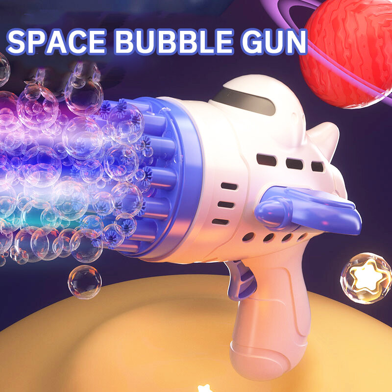 Pistolet à bulles électrique automatique pour enfants, jouet pour enfants, avion spatial, machine à bulles, jeu de fête en plein air, cadeau pour enfants