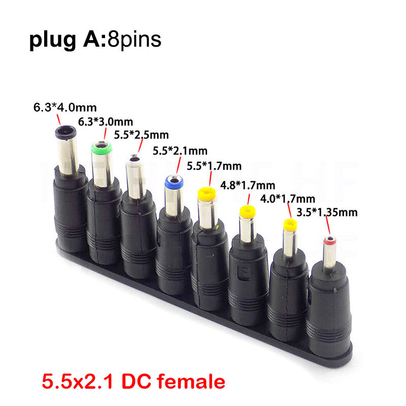 Universal 5.5mmx2.1mm DC female to male AC Power Plug Supply Adapter Tips Connector Kits for Lenovo Thinkpad Laptop Jack Sets Q1