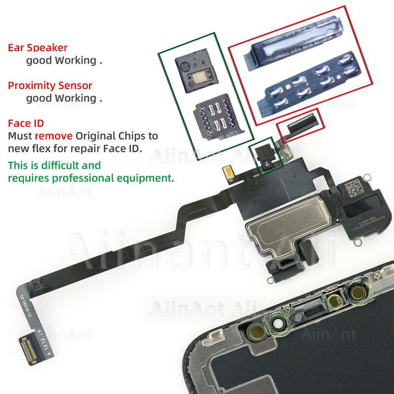 AiinAnt-Ear Earpiece Flex para iPhone, Sensor de proximidade, alto-falante, cabo do telefone, Face ID Parts, iPhone X, XS, 11, 12 Pro Max, XR Mini