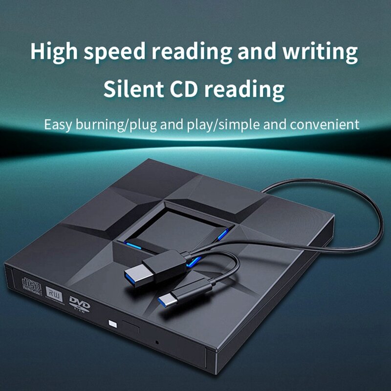Внешний CD-и DVD-плеер, устройство для чтения дисков и игр, USB 3,0 Type C