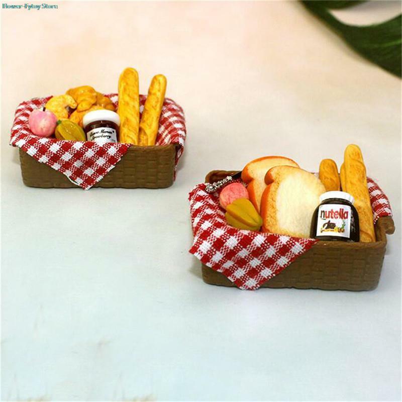 1:12 Dollhouse Miniature Breakfast Set Bread Basket Doll House Food Accessories Mini Doll Food Play Accessories Toys