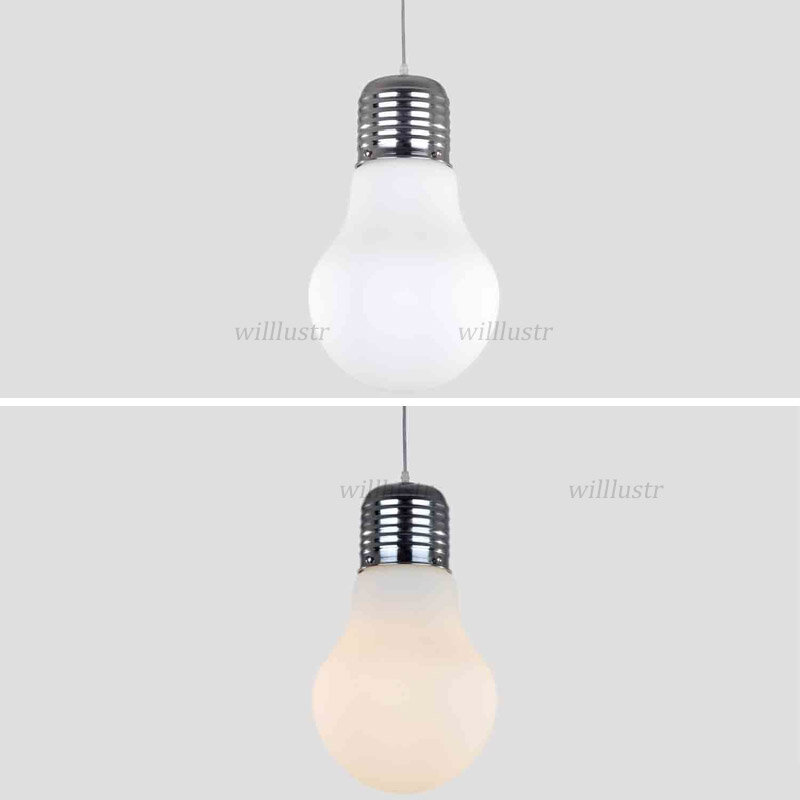 Lámpara colgante creativa Mega Bulb, luz de suspensión de vidrio blanco, Hotel, restaurante, porche, comedor, dormitorio, candelabro de techo colgante