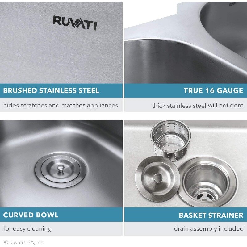 Ruvati 30-inch Undermount 16 Gauge Stainless Steel Kitchen Sink Single Bowl - RVM4250