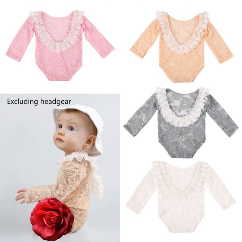Neugeborenen-Dusche-Geschenk-Foto-Anzug, rückenfreier Overall, Baby-Mädchen-Fotografie-Outfit