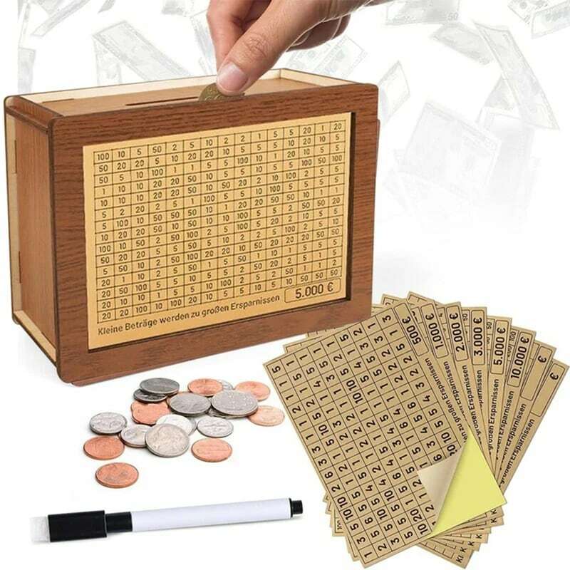 Hucha Retro de madera para adultos, caja de dinero reutilizable, lata para ahorro de dinero, 1 piezas