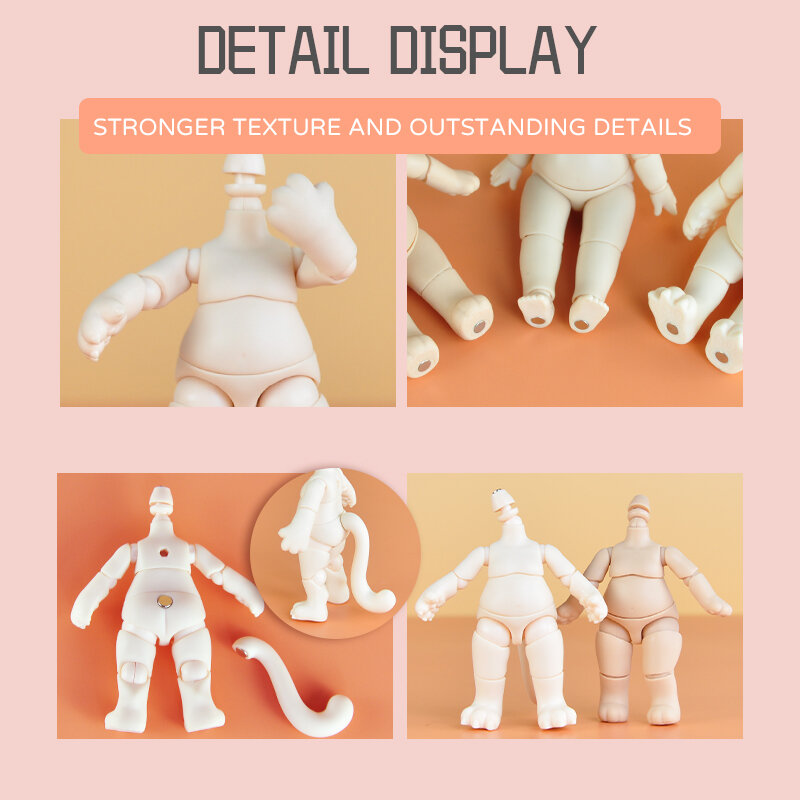 Ymy ตุ๊กตาลูกแพร์รูปสัตว์ bodys ลูกแพร์กับหาง Ob11ร่างกายร่วมสำหรับ GSC Head,1/12bjd, obitsu 11เด็กผู้ชายเด็กผู้หญิงของเล่นตุ๊กตาอุปกรณ์เสริม
