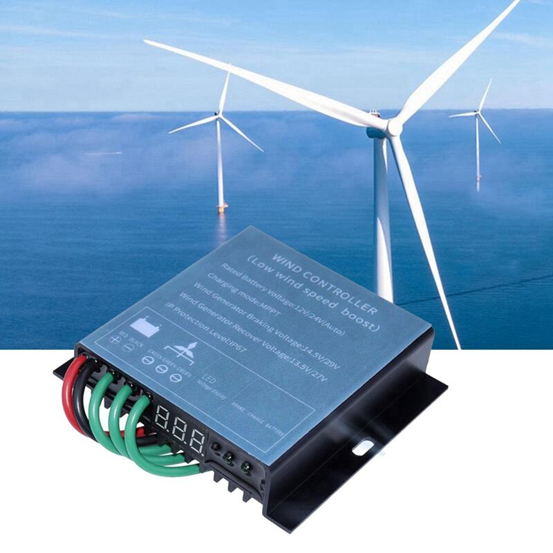 2X pengontrol Generator penggerak angin, 12/24V 800W MPPT pengontrol pengisian daya turbin angin dengan Monitor