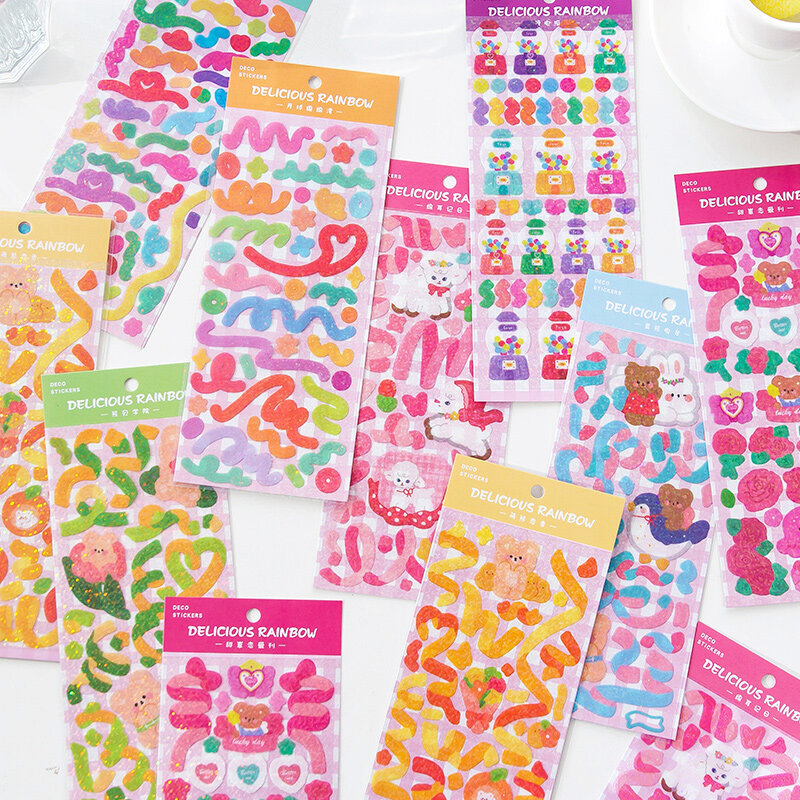 Mr Paper 8 Designs 1 Pc/bag Ins Style Chiding Rainbow Series Creative Cute Hand Account DIY Decoration Collage Material Stickers