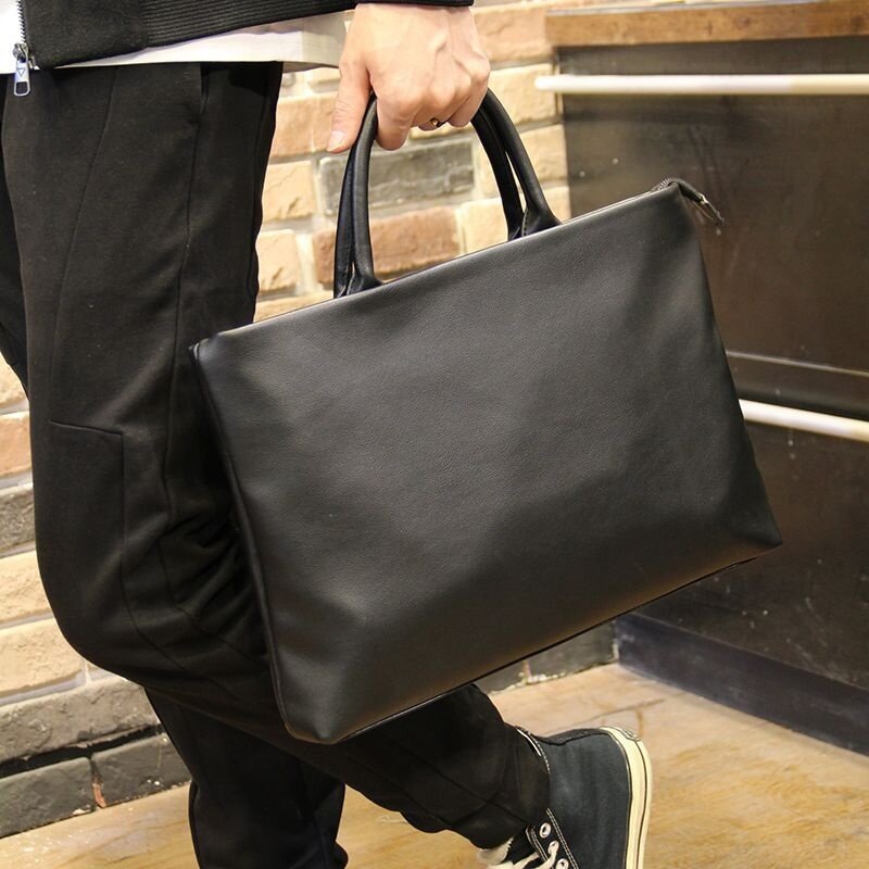حقائب رجال الأعمال بو الجلود ، سستة حقيبة يد فاخرة ، حقيبة ملف أسود عادية ، حقيبة كمبيوتر محمول رجل رقيقة ، والأزياء