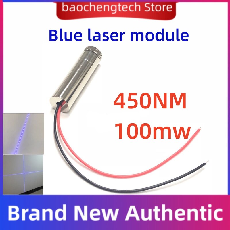 Módulo de láser de punto azul puro enfocable ajustable, emisor de láser azul de alta potencia, 450nm, 100mW, 12x45mm, 5V, 12mm