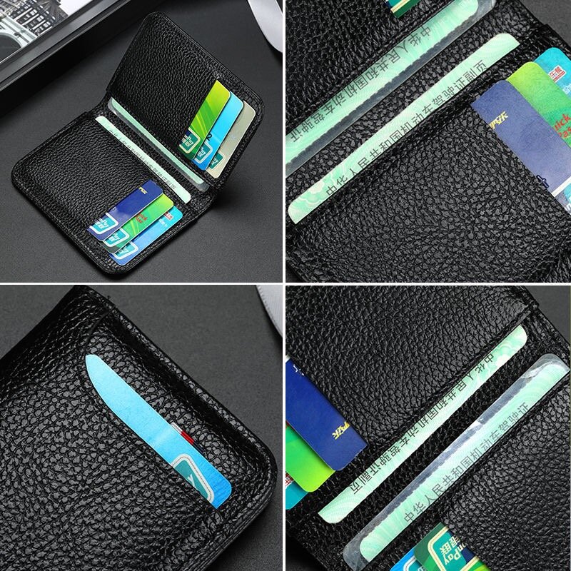 Carteira de couro portátil Super Slim Soft PU para homens, mini bolsa de cartão de crédito, carteiras finas, pequenas, curtas
