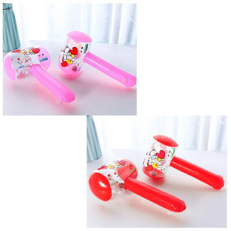 Zufällige Farbe Kleinkinder aufblasbaren Hammer mit Glocke Interaktion Spiel Cartoon Muster sicheres Spielzeug präsentiert Zubehör Party Spielzeug