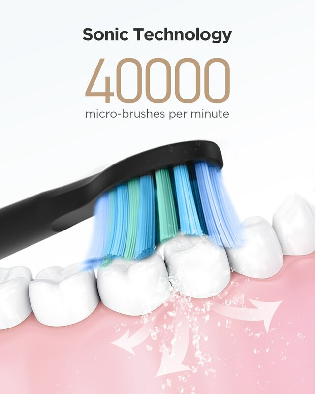 Fairywill-cepillo de dientes eléctrico sónico para adultos, recargable por USB, FW-507, resistente al agua, cabezales de repuesto