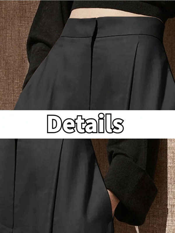 Pantalones De pierna ancha para Mujer, Ropa De cintura alta, holgada, informal, minimalista, lisa, fina, elegante, Vintage