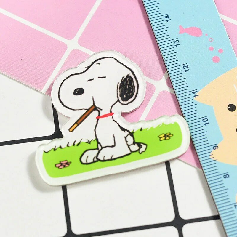 Kawaii Snoopy Plushie Cartoon Cute Dolls Acrylic Brooch Badge DIY Accessory Patch Anime Plush Toys for Girl Birthday Gift