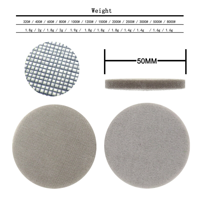 Trizact-Disque de papier abrasif en mousse pour crochet, outil de polissage, outil converasif, 2 pouces, 50mm, grain 320-8000