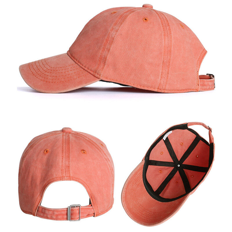 ユニセックスヴィンテージウォッシュドディストレストベースボールキャップ、調節可能なコットンソリッドパハット、日焼け止めスポーツ帽子