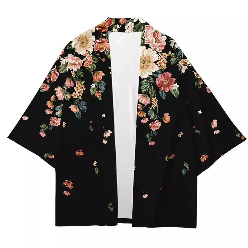 Streetwear Jepang kardigan Wanita Pria Harajuku Haori Kimono Cosplay kemeja atasan pantai Yukata Tao jubah pria kimono