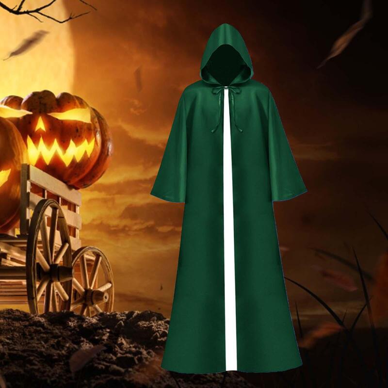 Jubah Cosplay bertudung Halloween, jubah panjang penuh, kostum penyihir, jubah bertudung panjang, untuk Karnaval, rapat, Vintage