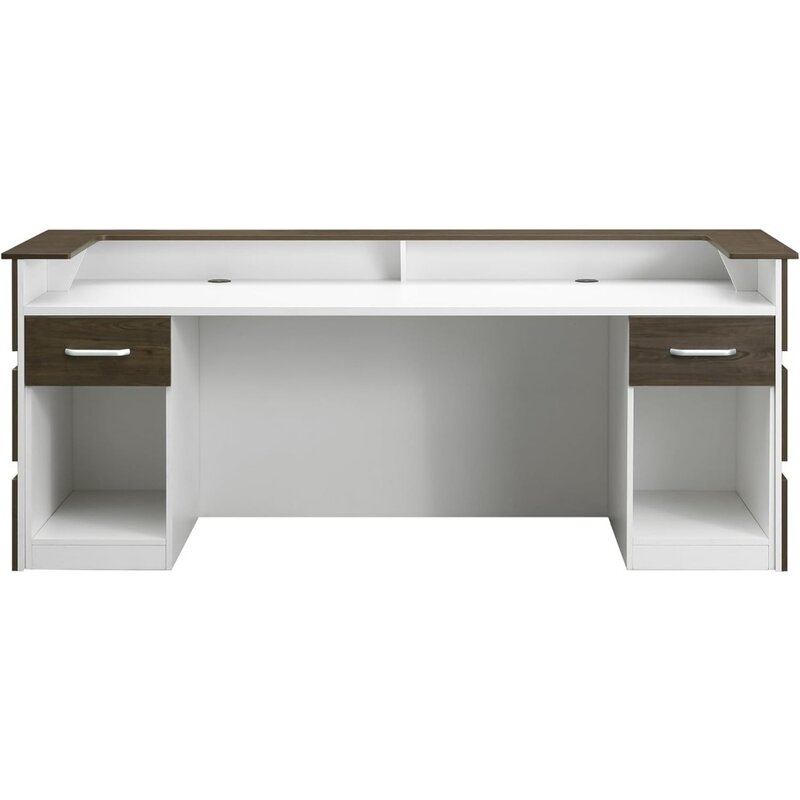 Reception desk, 87 "wooden office counter and drawers with retractable rails and chrome handles, nail salon, reception desk