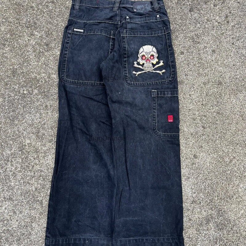American Vintage Y2K Jeans ukuran besar pria wanita, celana jins longgar pola huruf Hip Hop jalanan