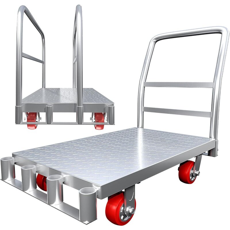 2in1 Steel Panel Truck Cart, Flatbed Cart Heavy Duty Drywall Cart Lumber Cart, Platform Trucks with 2000 lbs Capacity