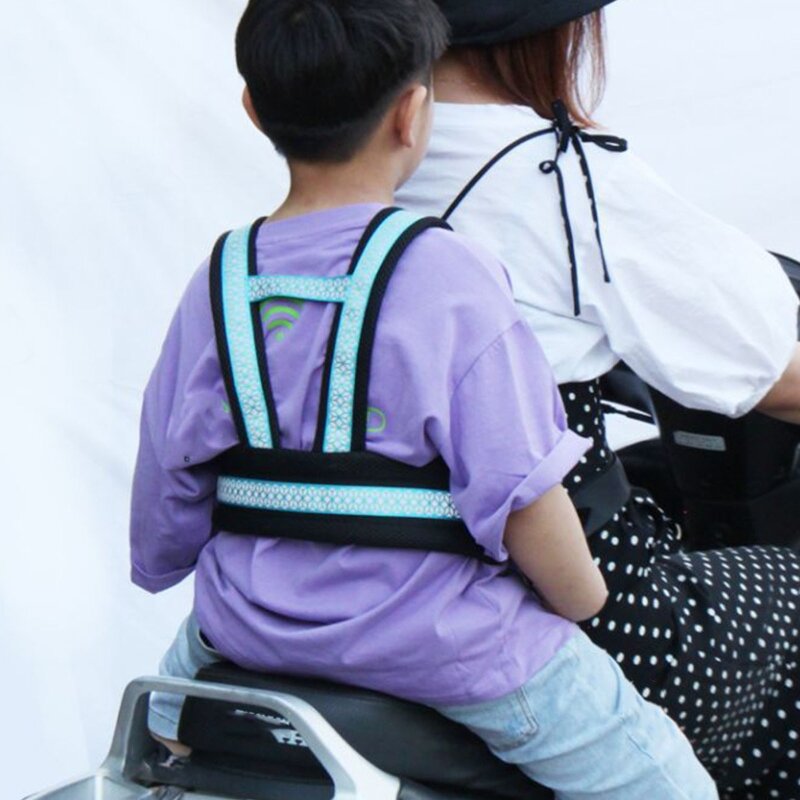 Cinto de segurança da motocicleta da criança, arnês da motocicleta da correia de segurança da criança com faixa reflexiva