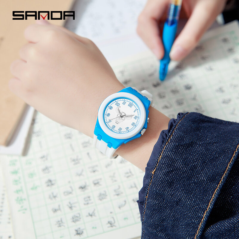 Sanda-reloj electrónico de cuarzo para estudiantes, cronógrafo de moda con calendario de constelación, luz nocturna, resistente al agua, 6106
