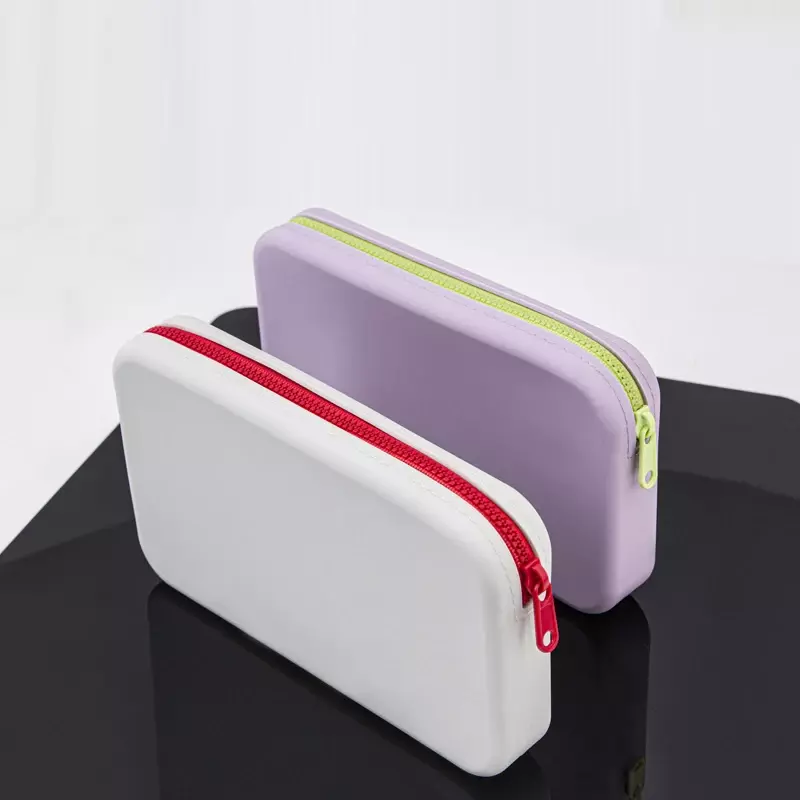 Small Square Silicone Cosmetic Storage Bag  Large Capacity Travel Makeup Brush Holder Portable Cosmetic Waterproof Organizer