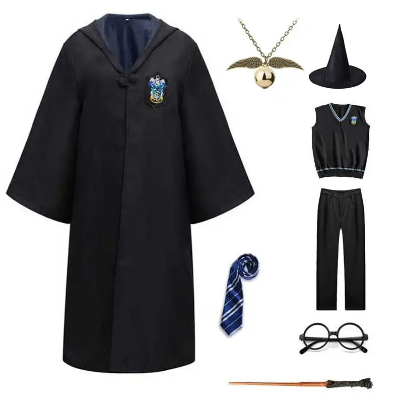 Ropa de actuación de Harry Potter para adultos y niños, abrigo largo y capa, accesorios de Halloween, Cosplay de chica escolar, Anime