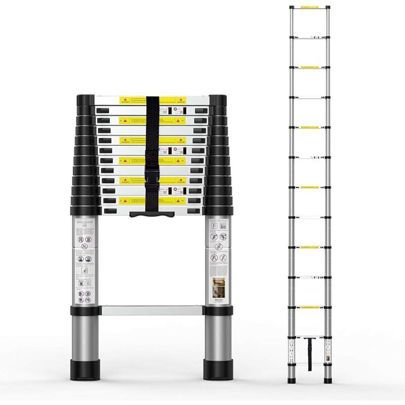 アルミニウム伸縮式はしごはしご、キャリーバッグ付きはしご、屋外および屋内での使用、長いサービス寿命、12.5フィート