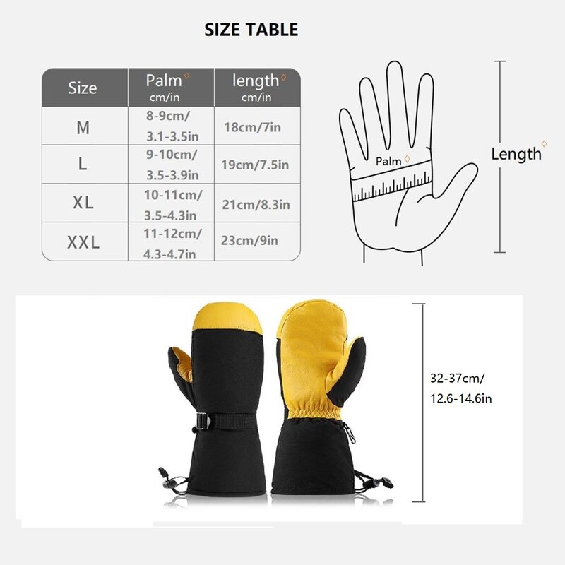 1 pair Ski Mittens for Men  Women Winter Snow Mitts Touchscreens Waterproof Winter Gloves Warm for Cold Weather Snowboard  Glove