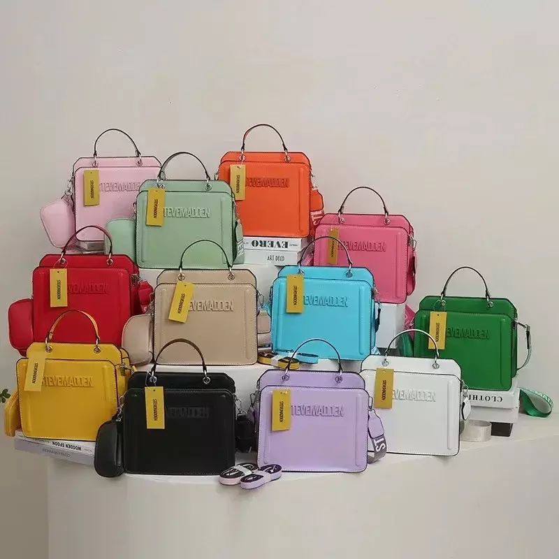 Women's Fashion Square Bag Handbags Letter MADEN Shoulder Bag Large Capacity Two-piece Candy Color Women's Bags