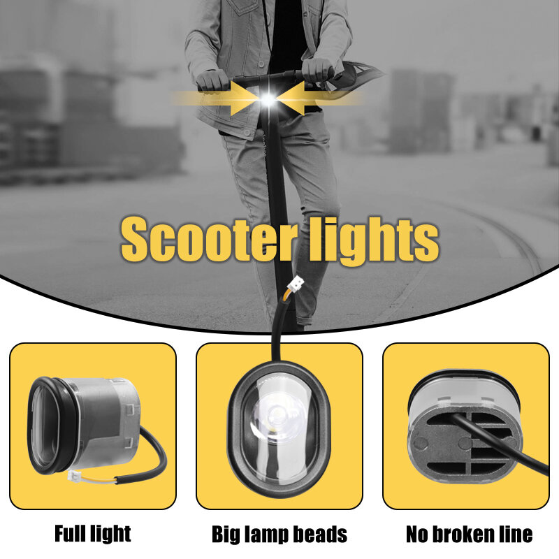 Farol LED impermeável para Ninebot, luzes de condução noite Scooter elétrico, luzes dianteiras Acessórios, Es1, Es2, Es4, MAX G30, G30D