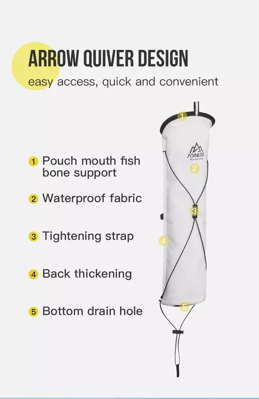 Aonijie-外部ハイキングポール収納バッグ,折りたたみ式,軽量,魚の骨ポケット,開口部を引き締める