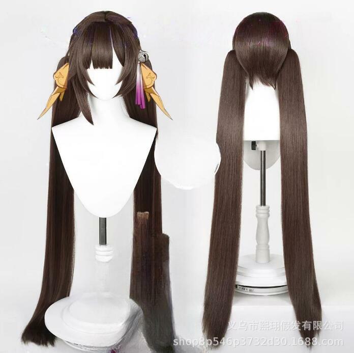 Peruca de cabelo liso longo marrom sintético, Honkai Star Rail, Game Cosplay Wig para festa