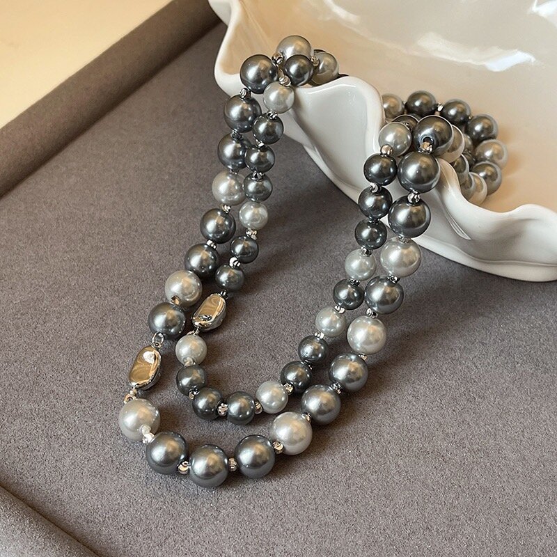 Barren Schnalle Shijia Perlenkette Tahitian Morandi Pullover Halskette