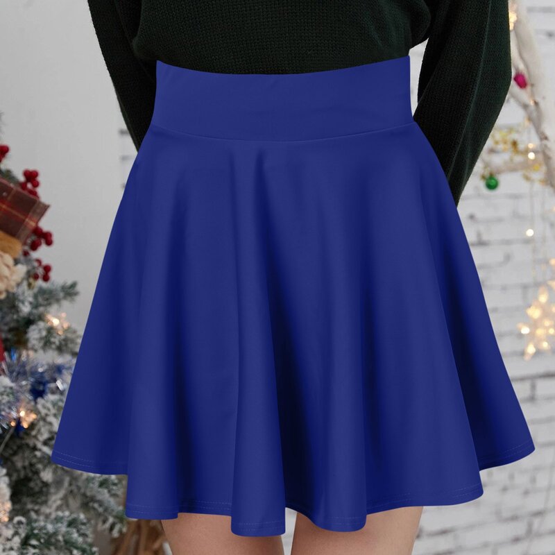 2024 Flared Skirts Women's Basic Shorts Skirts Fashion Versatile Solid Color Casual Plus Size Pleated Mini Half Lenth Skirt