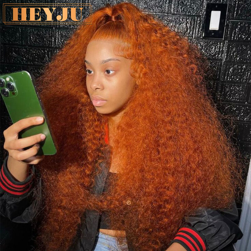 Wig rambut manusia renda depan jahe oranye Wig rambut manusia keriting untuk wanita Wig Frontal gelombang dalam 30 inci 13x4 13x6 HD Wig rambut manusia renda depan