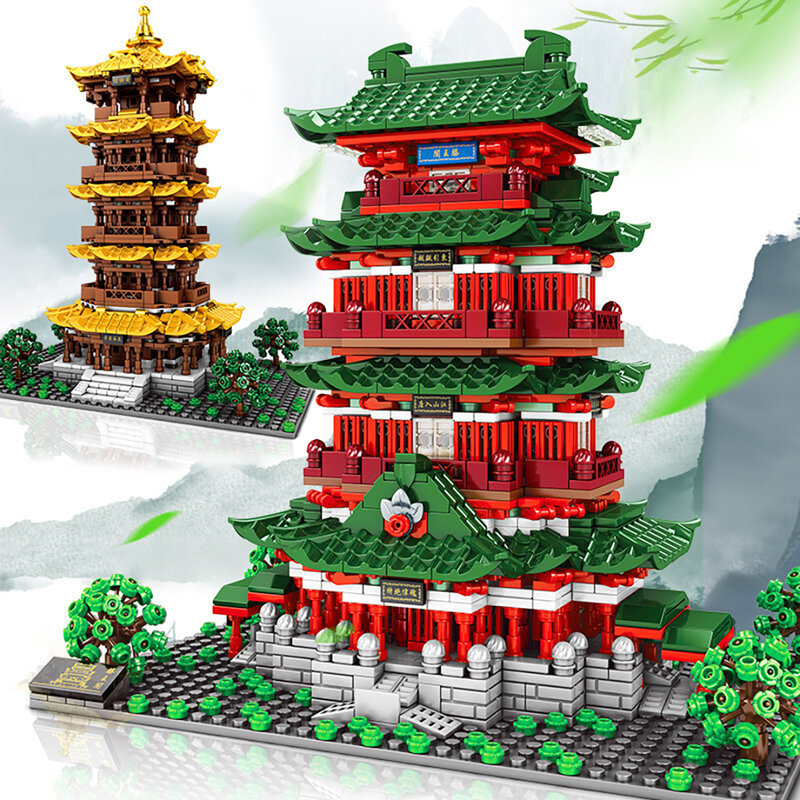 1702 Pieces Chinese Style Architecture Building Block Technology Assembly Electronic Drawing High TechToys Kids Christmas Gifts