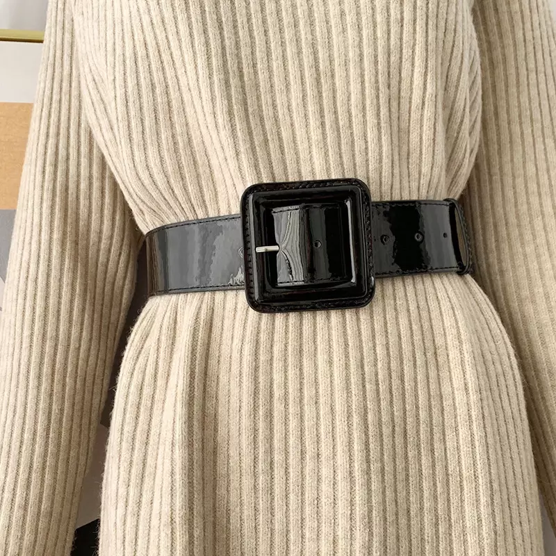 Wide Woman Waist Belt Solid Patent Leather Big Corset Belts For Women High Quality Dress Waistband Big Sweater Jeans Strap Red