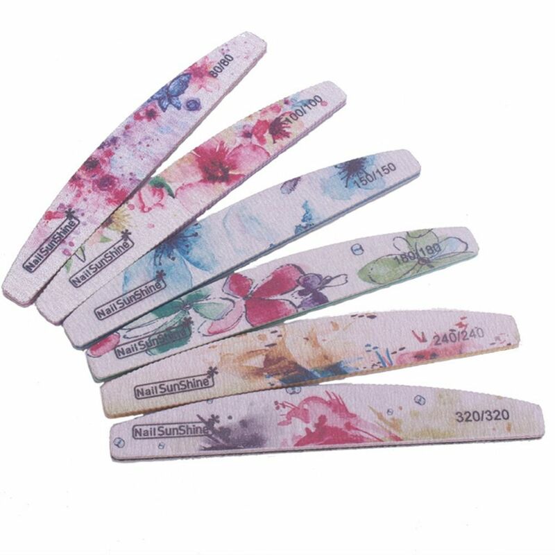 5 pezzi di carta vetrata bianca lima per unghie colorata Multi Design levigatura per unghie strumenti di lucidatura lavabile forte fiore stampato tampone per unghie