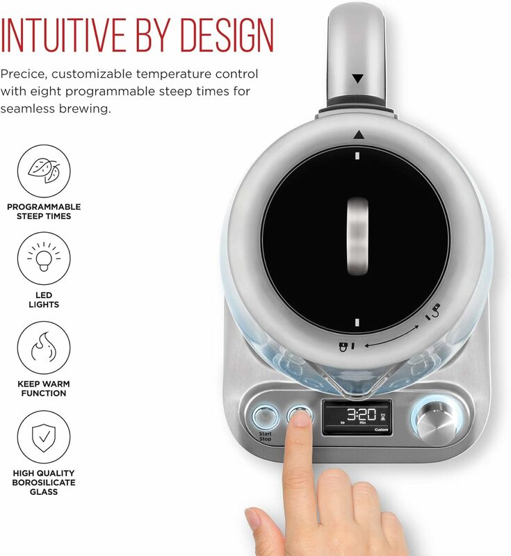 Kettle Removable Tea Infuser Included, 8 Presets & Programmable Temperature Control, Auto Shutoff, Water Filter