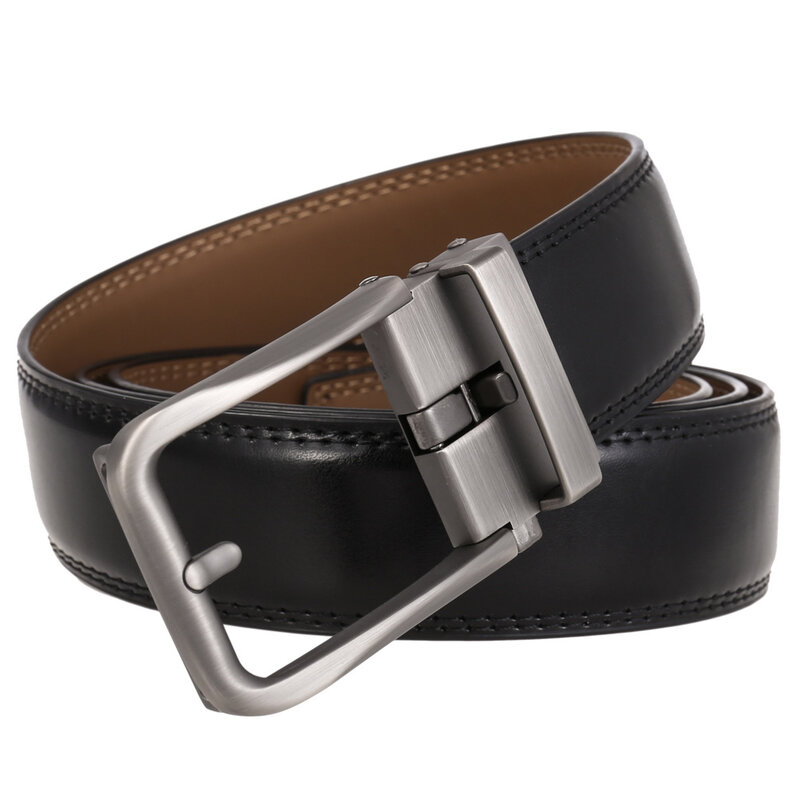 Cinturón de cuero de vaca genuino para hombre, cinturón de diseñador con hebilla, regalo de lujo, Formal, cinturón vaquero de negocios, trinquete