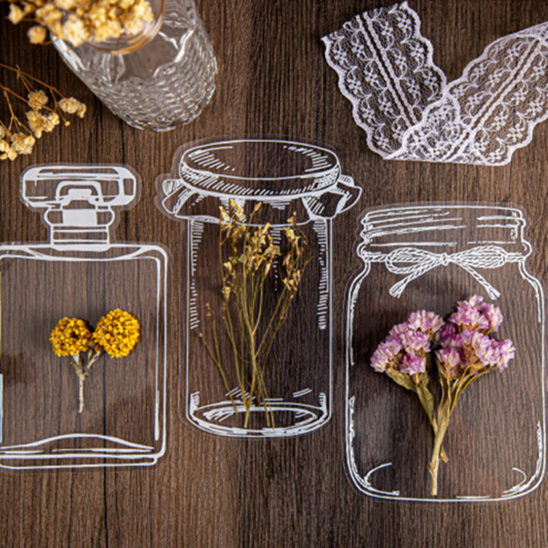 Marcadores de flores secas transparentes, Adesivos decorativos pressionados, Scrapbook Decor, Vidraria Adesivos, 20pcs