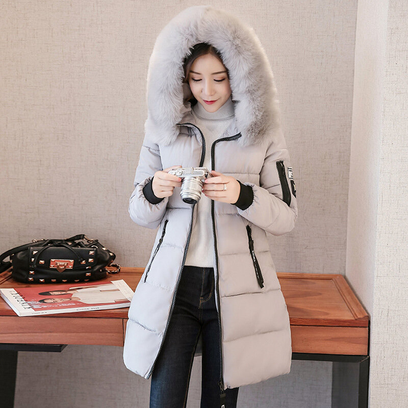 Parka larga de algodón con capucha para mujer, abrigo informal de piel, gruesa y cálida, invierno, 2022
