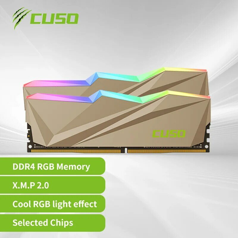 CUSO-Mémoire DDR4 RGB pour ordinateur de bureau, 16 Go, 8 Go x 2, 3200MHz, 3600MHz, série Sabertooth, DIMM