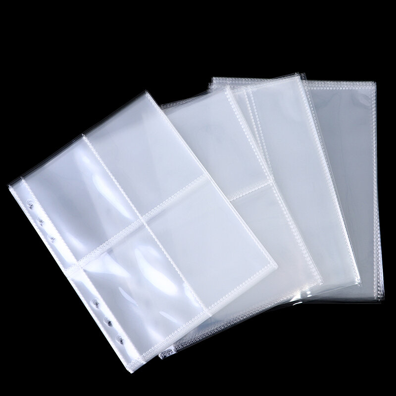 Álbum plástico transparente padrão foto, A5 Binder refil mangas, clara, 10pcs