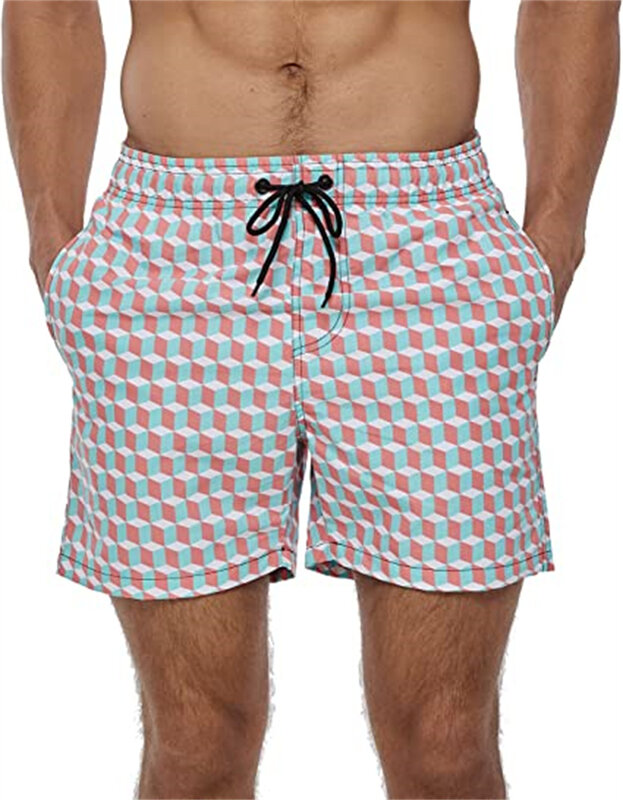 Мужские летние пляжные шорты, мужские плавки с цифровым принтом, быстросохнущие пляжные шорты для серфинга